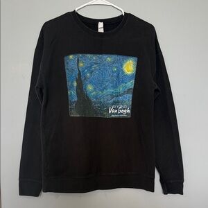 Unisex Tultex Black Crewneck Sweatshirt with Starry Night Print size M great con